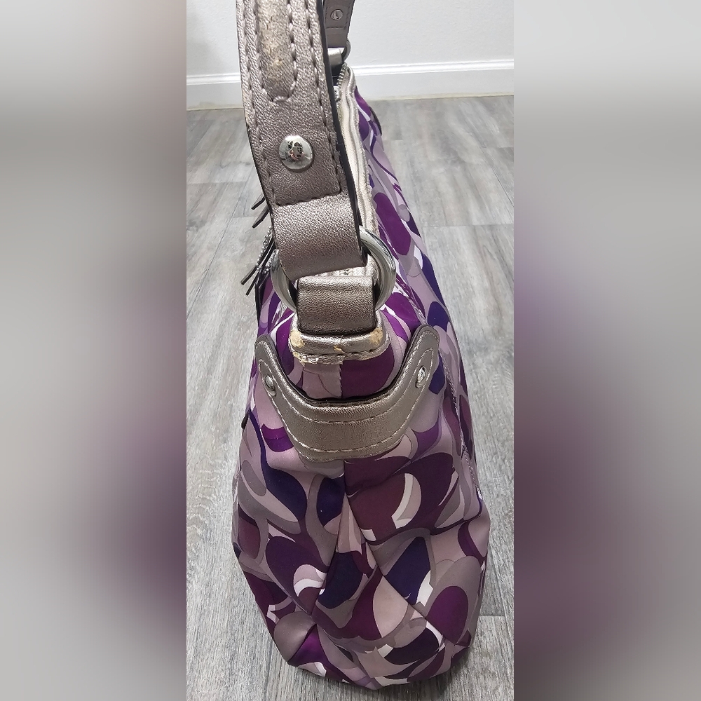 Signature Coach Purple Patterned Shoulder Bag - Picture 10 of 15
